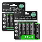 HiQuick 8 x AA Rechargeable batteries 2800 mAh NI-MH (£9.74 with 25% voucher + S&S) Sold by HiQuick / FBA