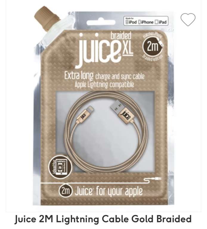 Juice USB - Lightning 2m Cable (Gold) £4.25 @ Boots Market Street, Manchester