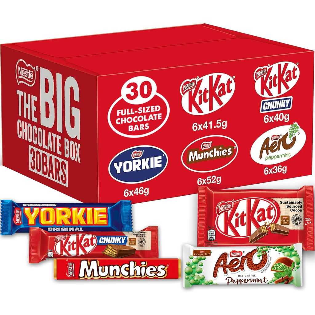 Nestlé Big Chocolate Box 30 Bars with KitKat, Aero, Yorkie & Munchies