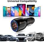 USB Car Adapter Cigarette Lighter USB Charger, 2 Port (USB 3.1 30W / USB 3.0 18W) USB Phone Charger