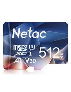 Netac MicroSDHC Memory Card 512GB, Micro SD Card, 4K Full HD Video Rec, UHS-I, C10, U3, A1, V30 - (with voucher) Sold by Netac Store / FBA