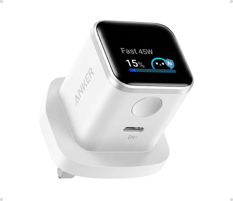 Anker Nano Smart Display Fast Charger 45W GaN USB C iPhone recognition ...