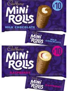 Cadbury Milk Chocolate or Raspberry Mini Rolls Cakes x10