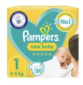 Pampers New Baby Size 1, 50 Nappies, 2kg-5kg, Essential Pack