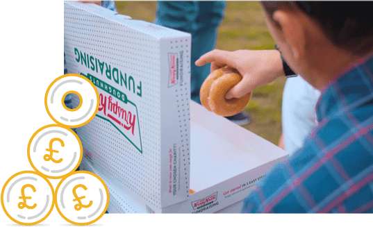 £5.50 per dozen Krispy Kreme doughnuts when fundraising, minimum 5 dozens (£27.50), maximum 50 dozens