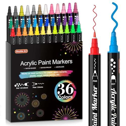 35 Colors Acrylic Paint Marker Pens,Extra Fine/Medium Tip,Paint Art Markers  Set for Rock, Wood, Metal, Plastic, Canvas, Ceramic - AliExpress
