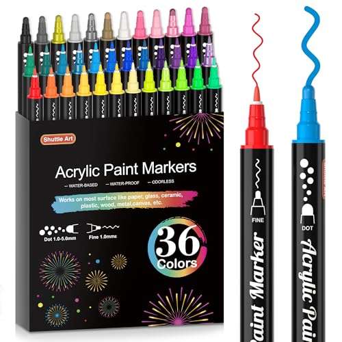 Metallic Markers, Lelix 15 Colors Fine Tip Paint Marker Pens for