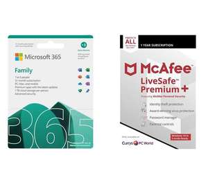MICROSOFT 365 Family (1 year for 6 users + 3 Months Extra Time) & LiveSafe Premium (1 year for unlimited devices) Bundle - £60 @ Currys