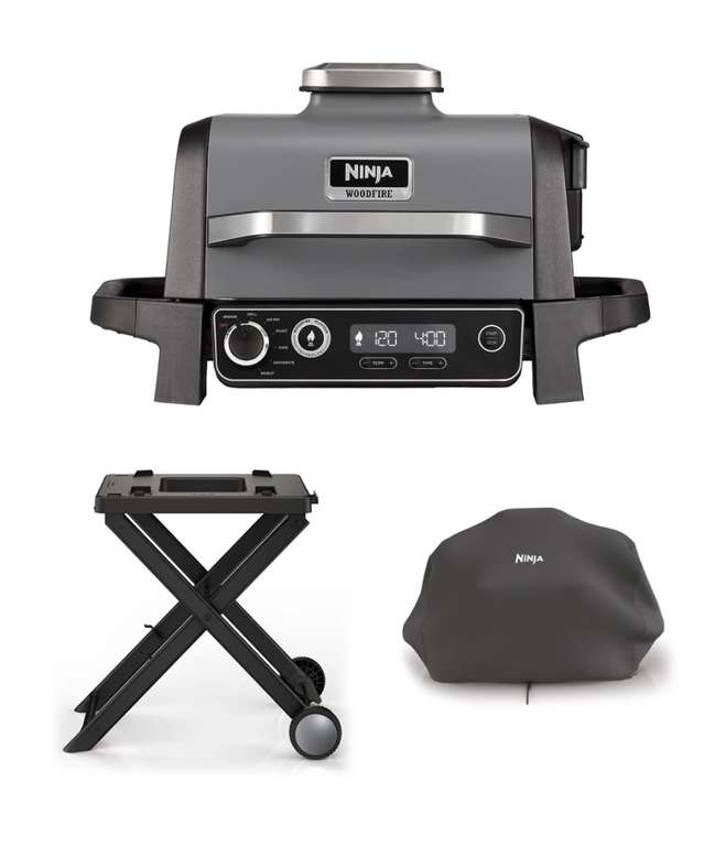 Ninja Woodfire Electric BBQ Grill & Smoker with Stand & Cover