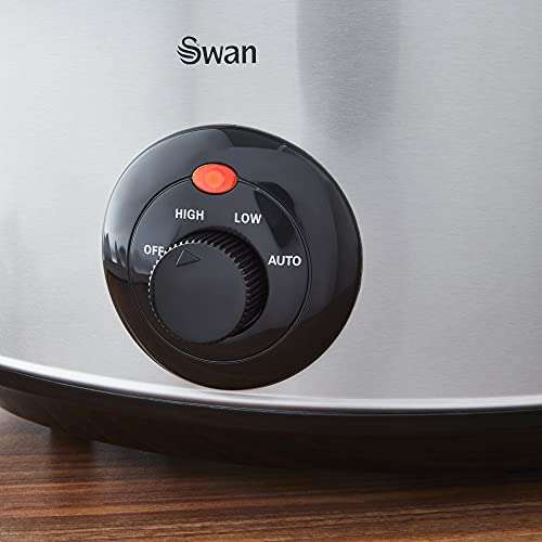 Swan SF17020N 3.5 Litre Oval Stainless Steel Slow Cooker with 3 Cooking Settings, 200W, Silver - £18.62 @ Amazon