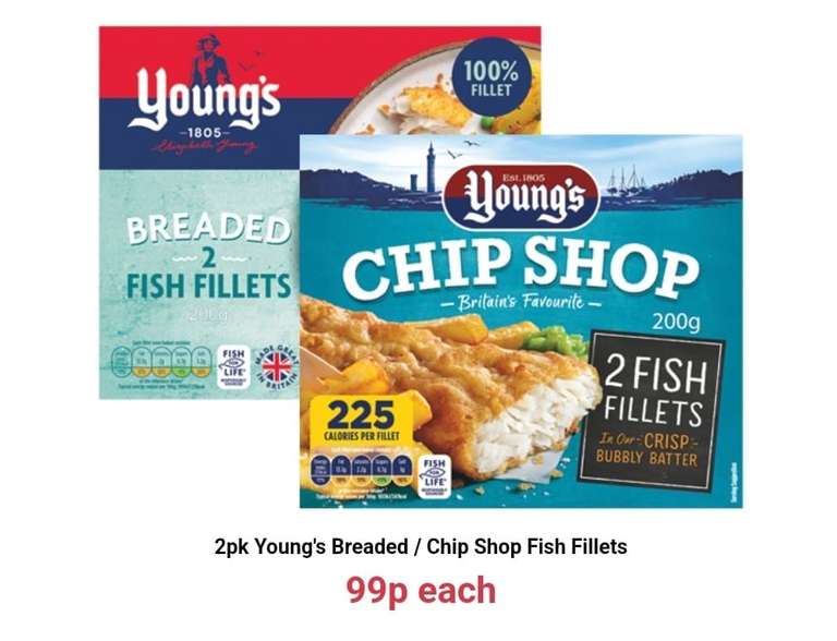 2pk Young's Breaded / Chip Shop Fish Fillets - 99p @ FarmFoods