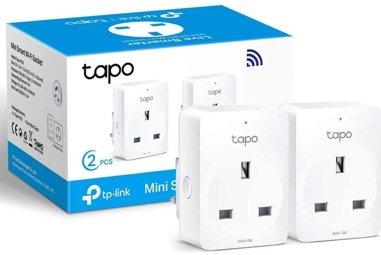 TP-Link Tapo P100 Wireless Smart Socket - Works with Amazon Alexa & Google Home, No Hub Required (2-Pack) - £13.99 @ Amazon