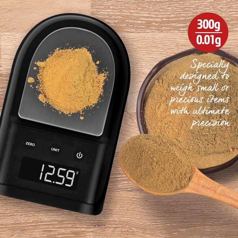 Salter 1360 BKDR Mini Digital Kitchen Scale Precision 0.01g Increments, Electronic Baking Scale, 300g Capacity, Compact, Portable