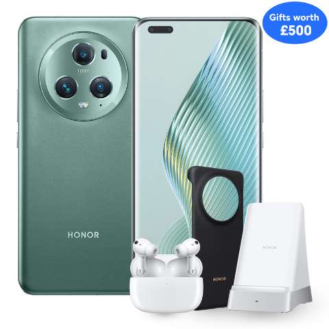Honor Magic5 Pro 512GB, Unlimited 3 Data + Earbuds 3 Pro, SuperCharge wireless charger & case - £17pm 24m + £504 Upfront with code @ MSE /AM