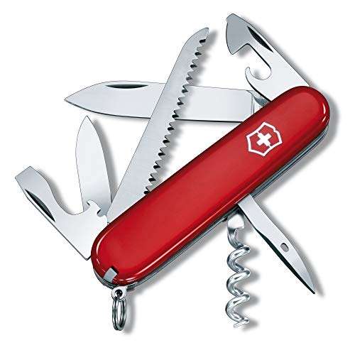 Victorinox Camper Swiss Army Pocket Knife, Medium, Multi Tool, 13 Functions, Blade, Bottle Opener, Red, 91 mm, 1.3613