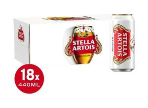 Stella Artois Premium Lager Beer Cans 18 x 440ml More Card Exclusive (Instore + Online)