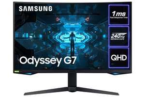 Samsung Odyssey G7 LC27G73TQSRXXU 27" 1000R Curved Gaming Monitor - 240Hz, 1ms, 1440p QHD, Gsync, QLED, HDR600, HDMI, Displayport, USB