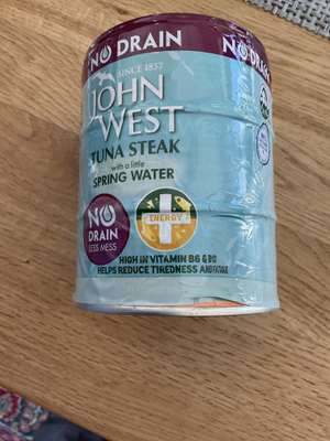 John West 3x tuna steak no drain with a little spring water in Newport Road, Cardiff