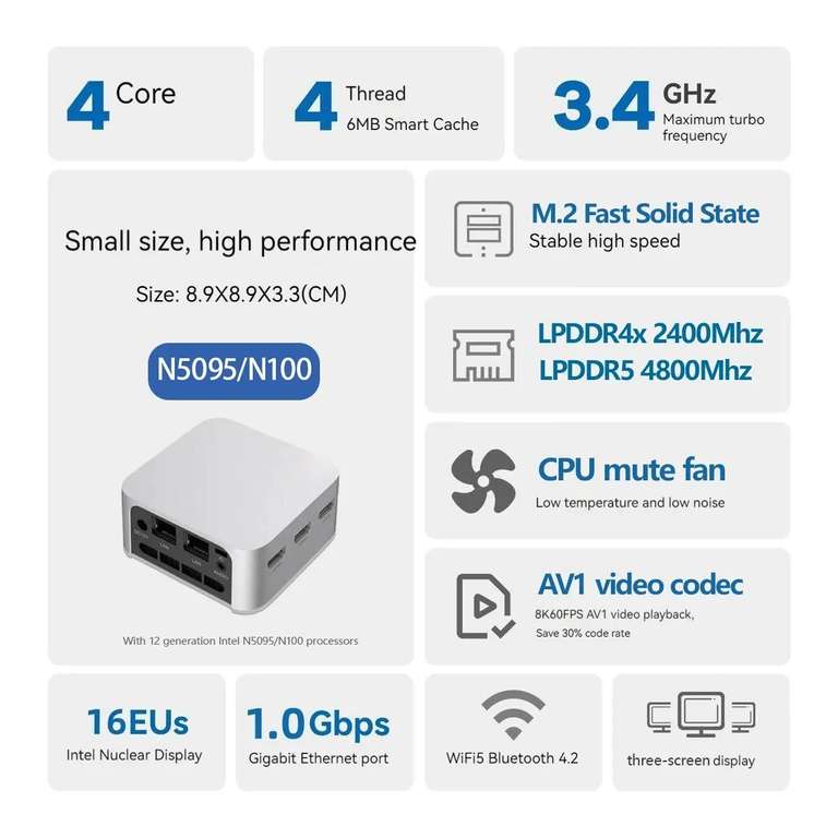 FIREBAT T8 Plus Mini PC Intel N100/16GB/512GB using code (5 day delivery) @ Cutesliving Store