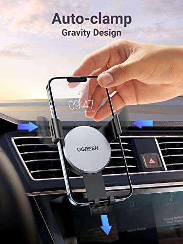 UGREEN Car Phone Holder Air Vent, Gravity Phone Mount Cradle Reliable Stable Hands-Free Car Vent - £9.91 With Coupon @ Ugreen / Amazon