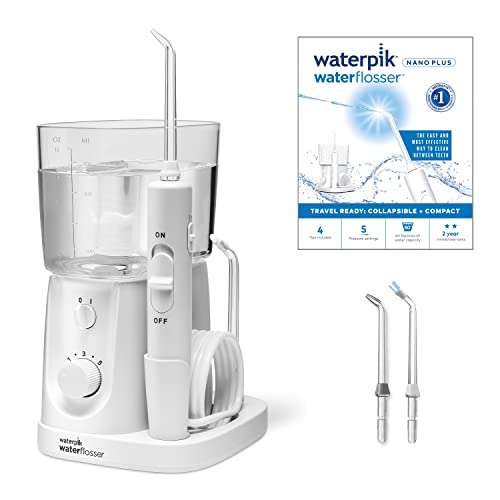 Waterpik Nano Plus Water Flosser, Portable Dental Plaque Removal Tool, Compact Electric Flosser for Home and Travel (WP-320UK)