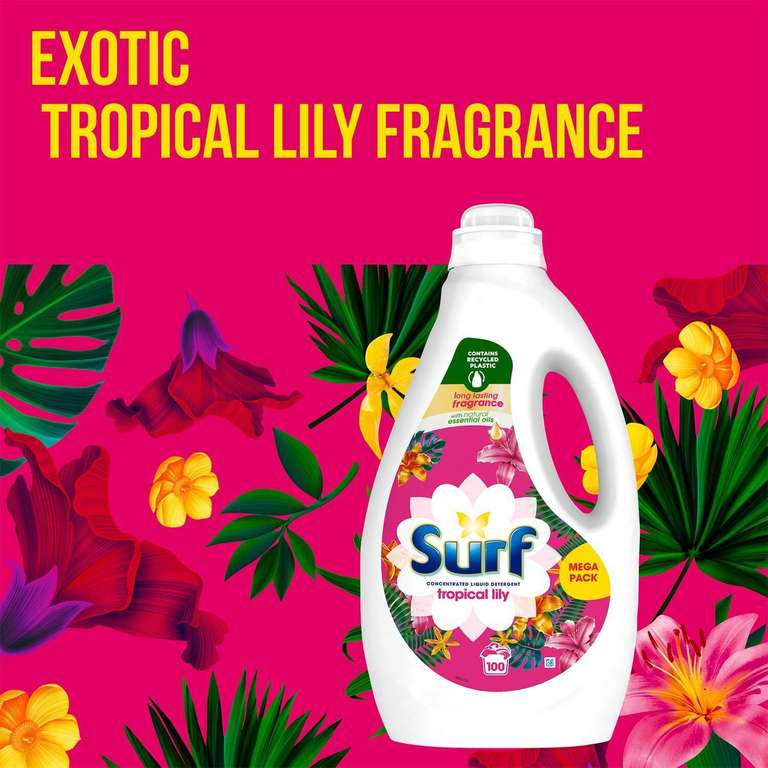 Pack of 2 Surf Tropical Lily Concentrated Liquid Laundry Detergent 2.7L 100 Washes (200 Wash Total) W/Code - Sold by Avant Garde Brands