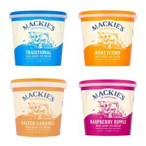 Mackie's 1L Traditional Real Dairy / Honeycomb Harvest / Salted Caramel / Raspberry Ripple Ice Cream