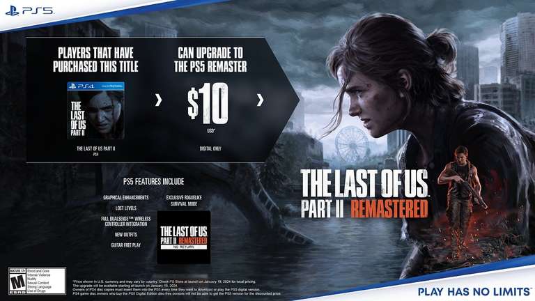 The Last of Us Part II Remastered PS5 Upgrade For PS4 Owners ($10)