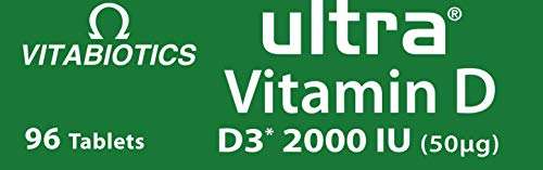 Vitabiotics Ultra Vitamin D Tablets 2000 IU Extra Strength (96 Tablets) - £3.28 / £3.12 or less with Subscribe & Save @ Amazon