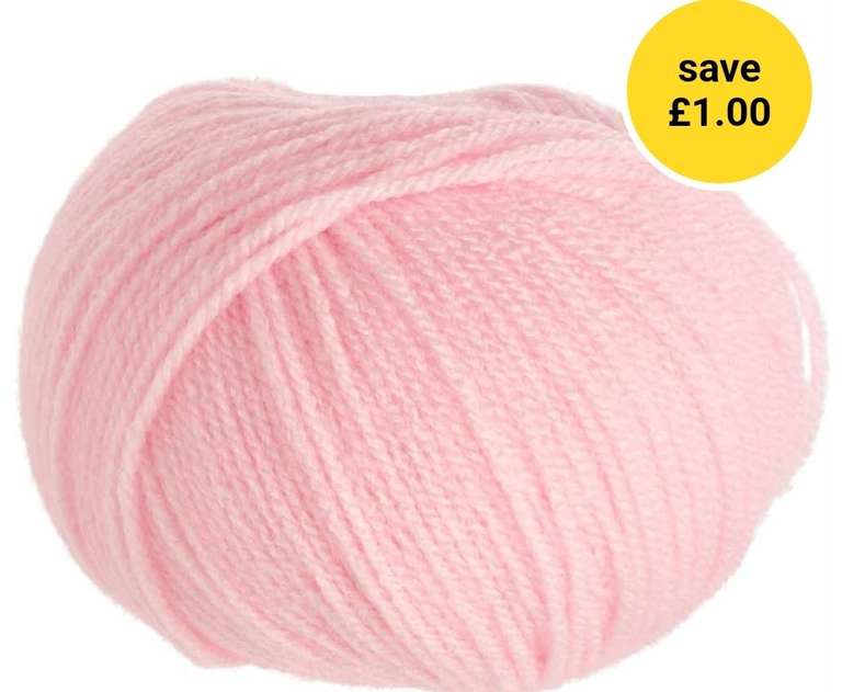 Baby Soft Yarn Pink 50g - 50p with Free Collection @ Wilko