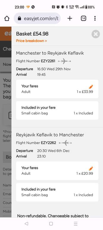 Rekjavik Iceland Northern lights - Depart Manchester 28th Nov - 6th Dec 2023 - Small Cabin Bag Luggage Allowance