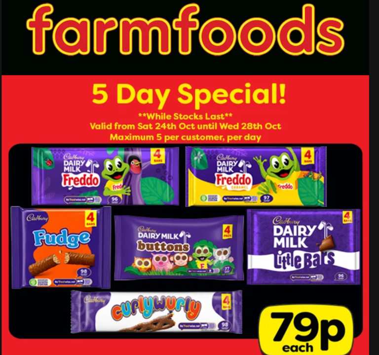 Cadbury Dairy Milk Buttons / Little Bars / Curly Wurly / Fudge / Freddo - 4 Pack