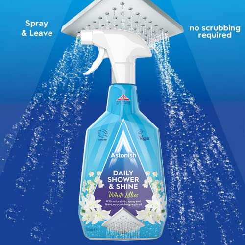 Astonish Daily Shower and Shine, Vegan and Cruelty-free Shower Spray, 750ml, White Lilies - 95p / 85p S&S