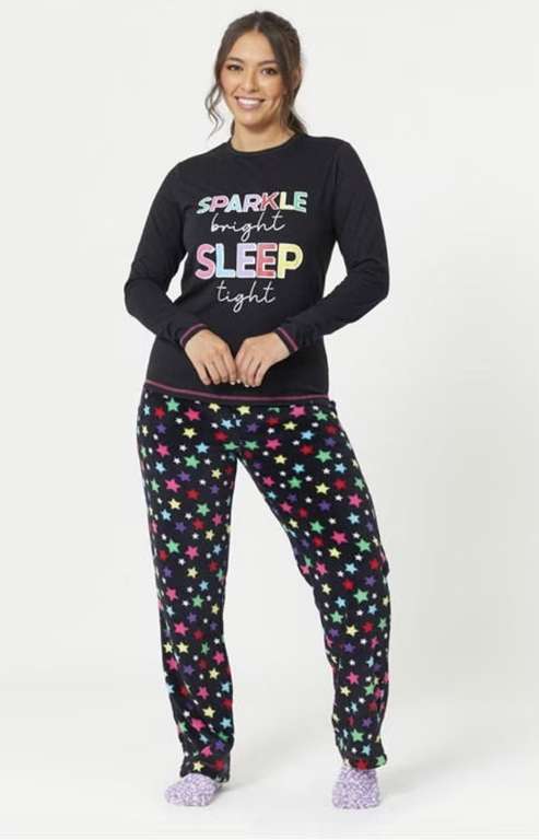 Sparkle Bright Sleep Tight Black Pyjamas And Sock Set Gift Wrapped