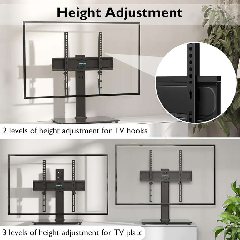 BONTEC Swivel Table Top TV Stand with Bracket for 26-55 inch Height AdjustableTempered Glass Base w/voucher Sold by bracketsales123 FBA