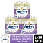 Andrex Supreme Quilts 3 ply Toilet Paper x 36 rolls - £19.54 with code (UK Mainland) @ Kimberly Clark Official Store eBay