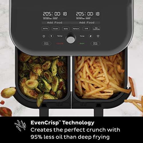 Instant Pot Vortex Plus Dual/Double Basket ClearCook - 7.6L - Digital Health Air Fryer, 8-in-1 Smart Programs £136 (With Voucher) @ Amazon