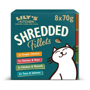 Lily's Kitchen Cat Shredded Fillets Multipack 8x70g £5.60 was £9.50 @ Sainsbury's