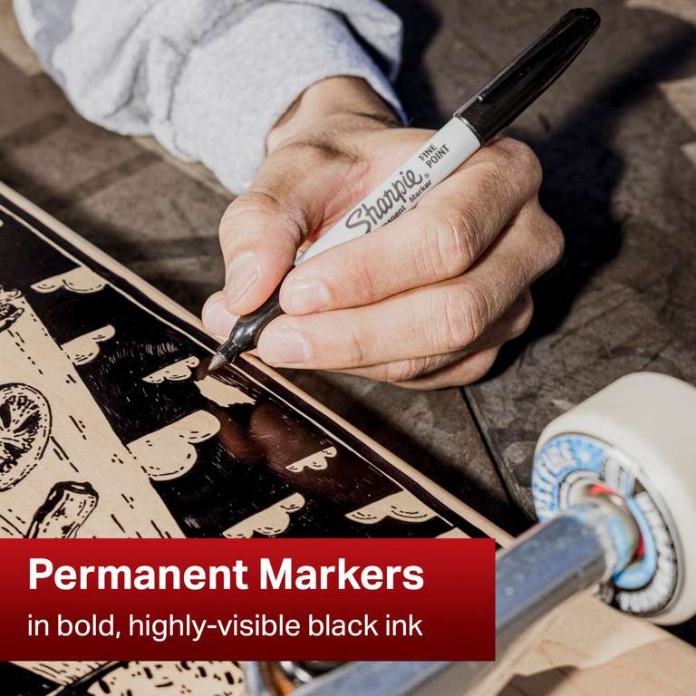 Sharpie Permanent Markers | Fine Point for Bold Details | Black Ink | 12 Count Marker Pens (£6.24/£5.58 on Subscribe & Save)