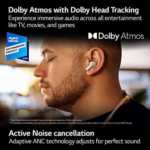 LG TONE Free UT90 - Dolby Atmos Wireless Earbuds with Plug & Wireless, Enhanced Adaptive ANC £99.97 @ Amazon