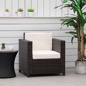 Outsunny Single Seater Rattan Chair Sofa with 10 cm Thick Padded Cushion - Sold & Dispatched by MHSTAR