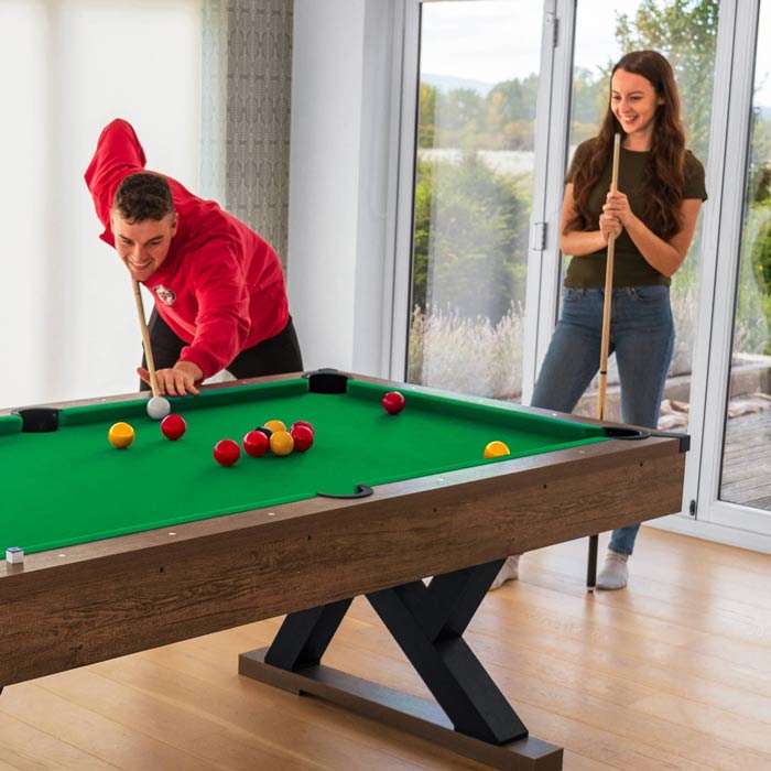 Pinpoint 7ft Pool Table with Balls, Chalk, Pool Triangle & Brush - With Code