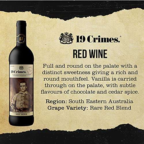 19 Crimes Red Wine 75cl - 3 bottles for £20.32 / £14.60 with subscribe and save and voucher