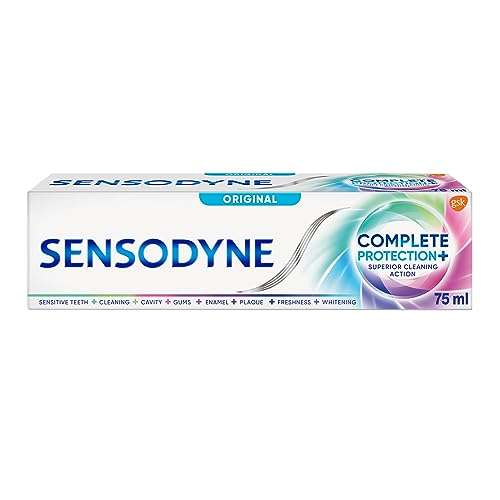 Sensodyne Complete Protection & Advanced Toothpaste For Sensitive Teeth, Aid Plaque Removal, Cool Mint, 75ml