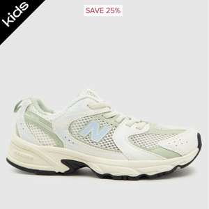 New Balance white & green 530 Junior Trainers up to size 2