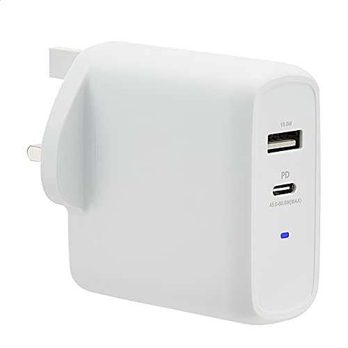 Amazon Basics 63W Two-Port GaN Wall Charger with 1 USB-C Port (45W) and 1 USB-A Port (18W), with Power Delivery, (non-PPS) - £19.37 @ Amazon