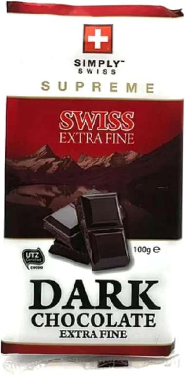 Simply Swiss Extra Fine Dark Chocolate bar - 4 for £1 - Instore at Clacton