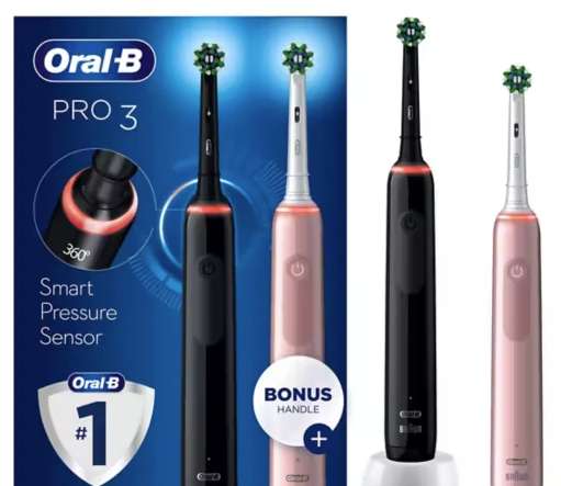 Oral-B Pro 3 - 3900, Electric Toothbrushes in Black & Pink Color, Pack of 2 - £49.50 with code @ Boots