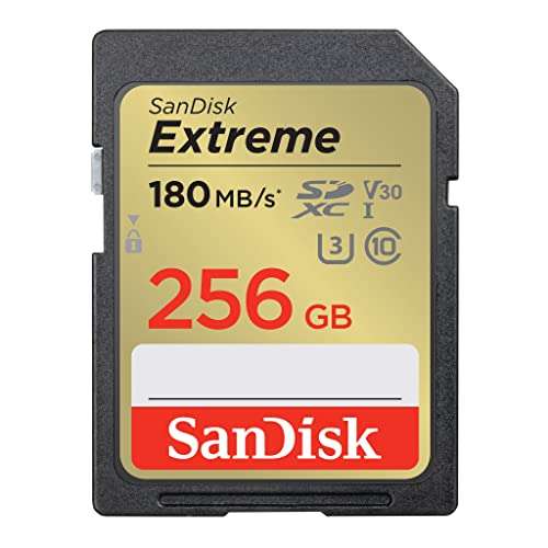 SanDisk 256GB Extreme SDXC card + RescuePro Deluxe, up to 180MB/s, UHS-I, Class, 10, U3, V30 - £38.99 @ Amazon