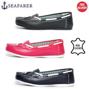 Seafarer Yachtsman Leather Slip On Womens Deck Shoes only £12.49 Delivered with Code From Express Trainers